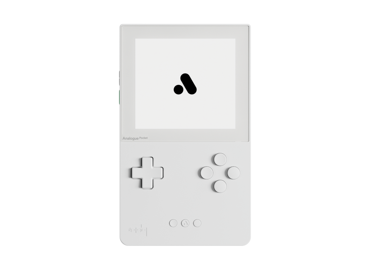 Analogue Pocket retro handheld gaming console in white