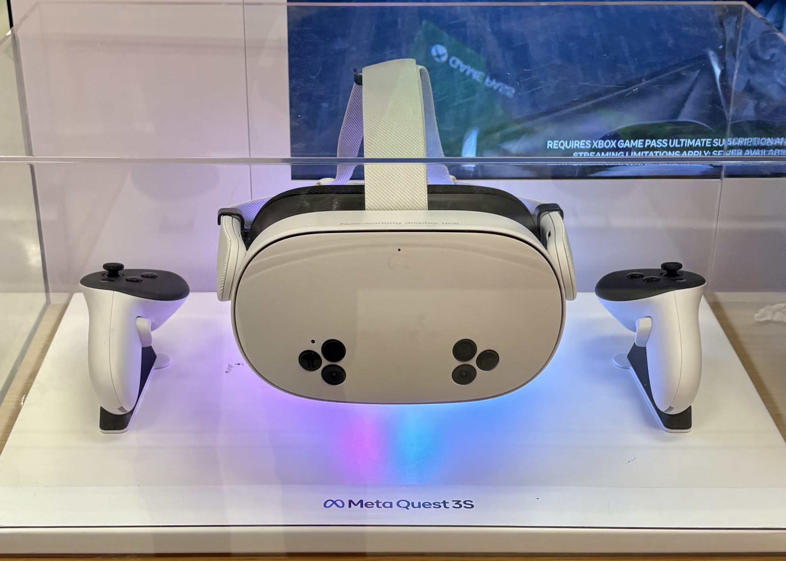 Meta Quest 3S virtual reality headset with controllers