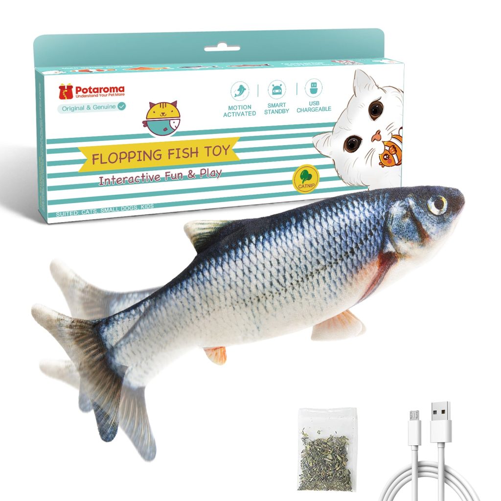 Potaroma flopping fish motion-activated cat toy with catnip