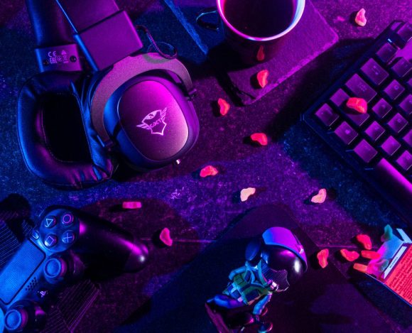 flat lay of gaming controllers and equipment - best gaming consoles
