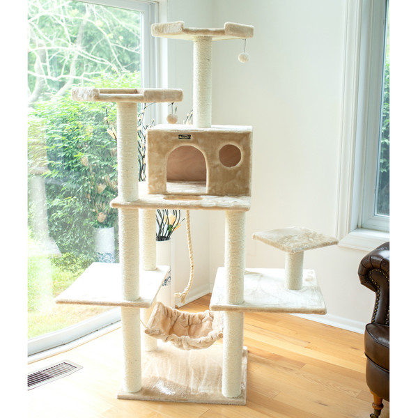 Armarkat 72-inch cream cat tree with condo and hammock product photo