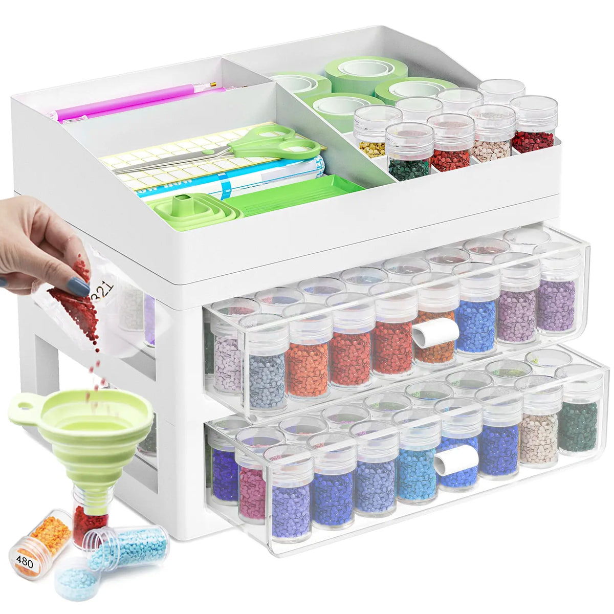 diamond painting storage containers with colorful diamond jars product photo