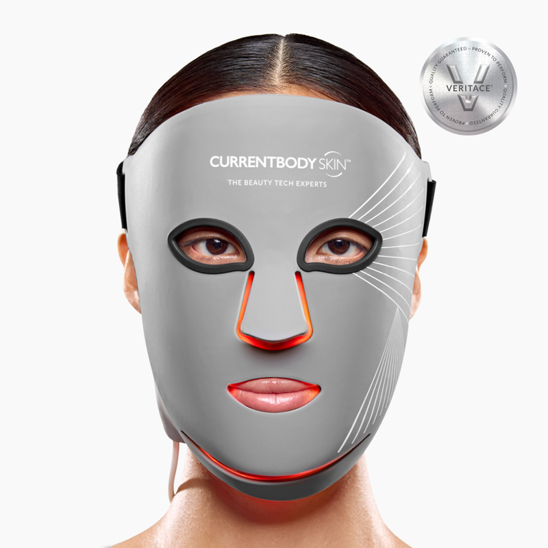 CurrentBody Skin LED 4-in-1 Zone Facial Mapping Mask in gray with black eye panels
