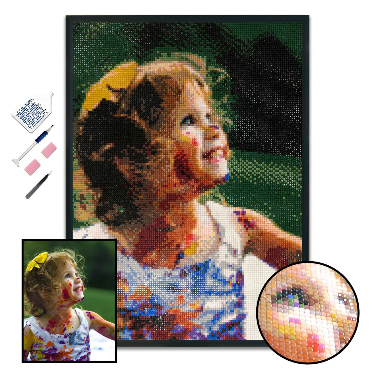custom photo turned into a diamond painting portrait product photo