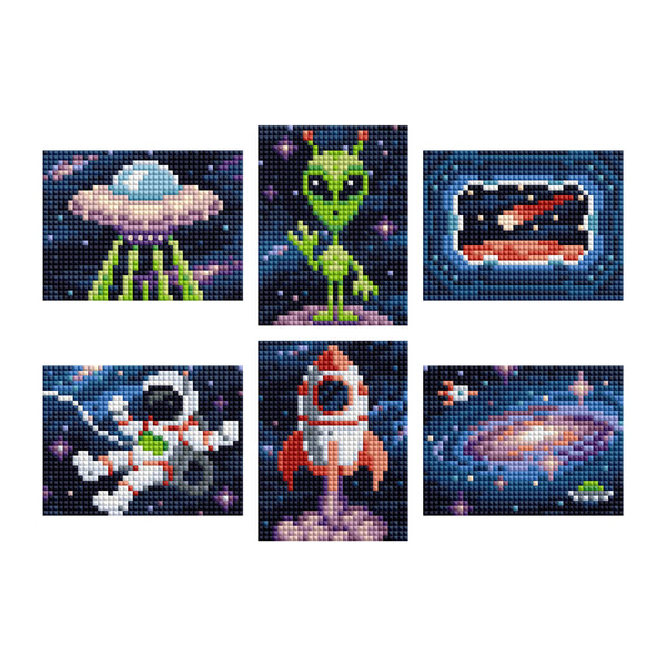 six small space-themed diamond painting kits product photo