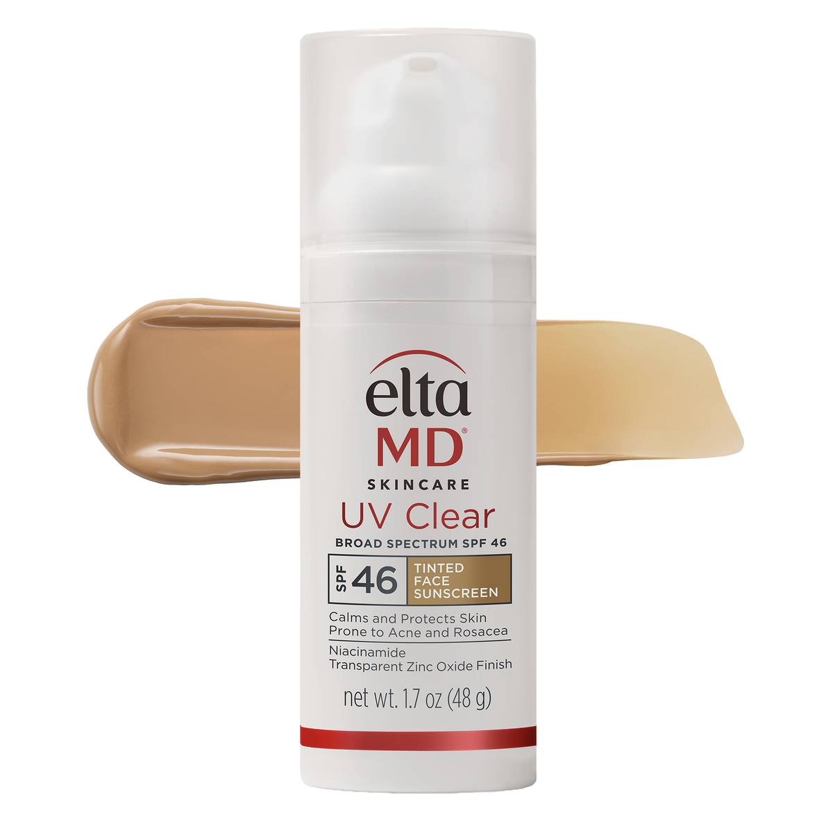 EltaMD UV Clear Tinted Sunscreen white pump bottle product photo