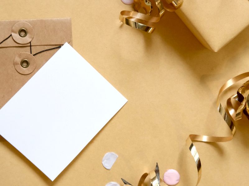 gift card in envelope with gold ribbon product photo