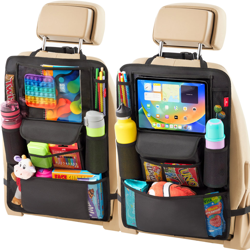 Helteko backseat car organizer with kick mat and storage pockets product photo