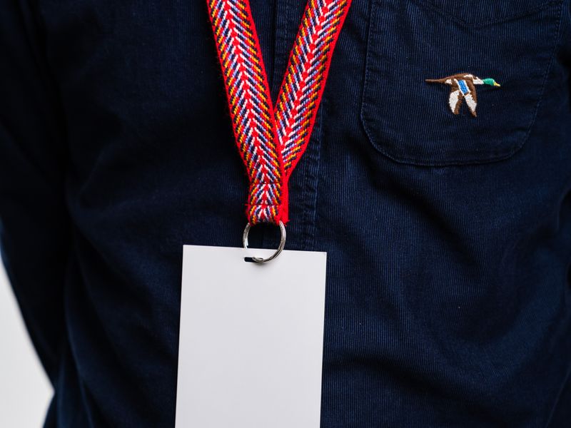 colorful lanyard with blank ID badge product photo