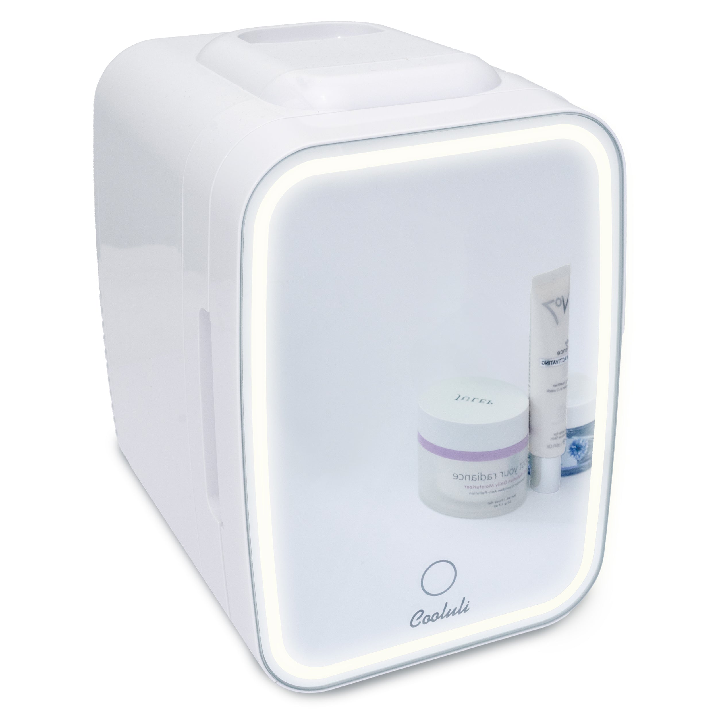 Cooluli Glow 4 liter mini skincare fridge with LED mirror door