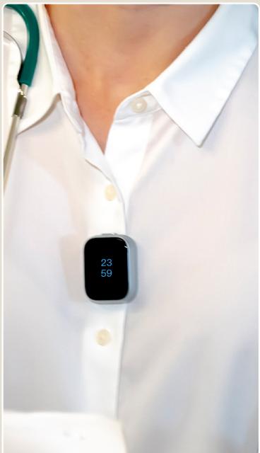 iFLYTEK P1 AI voice recorder clipped to a shirt collar