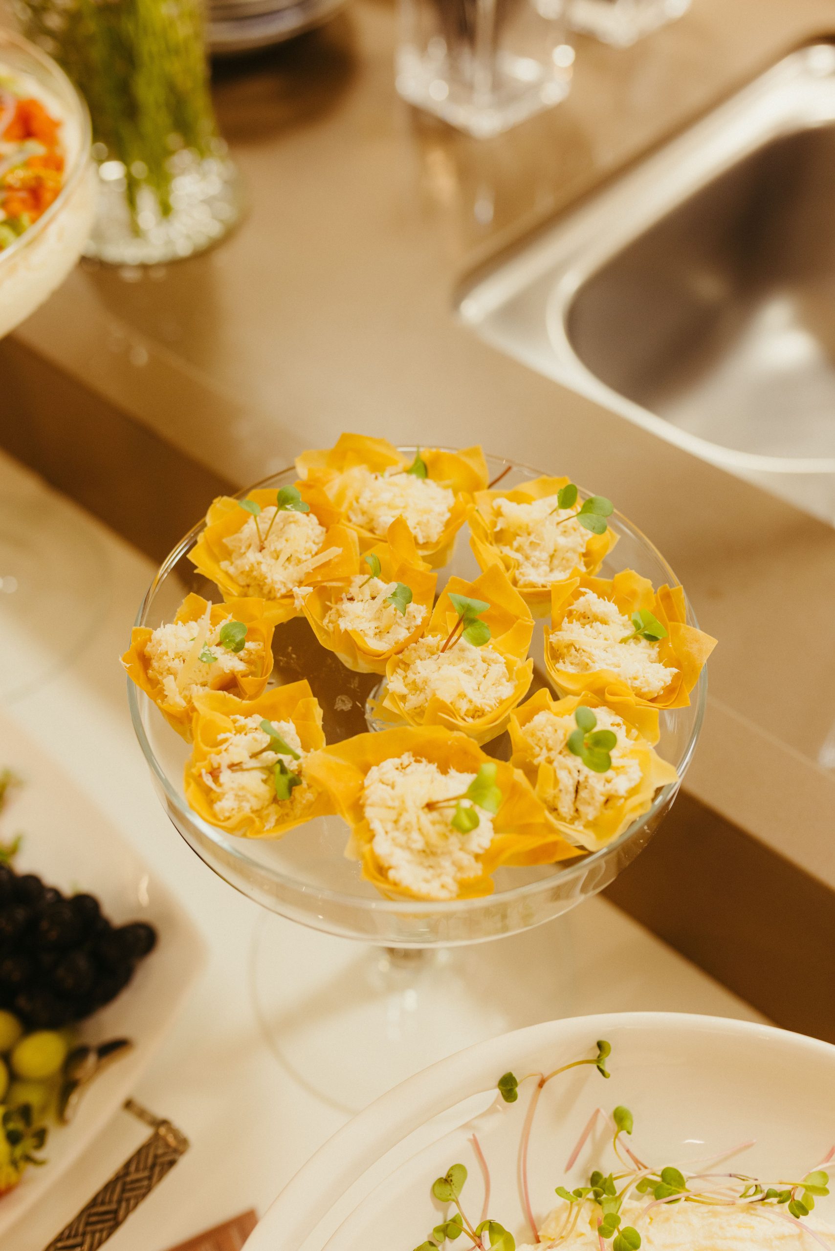 Individual charcuterie appetizer cup with skewer