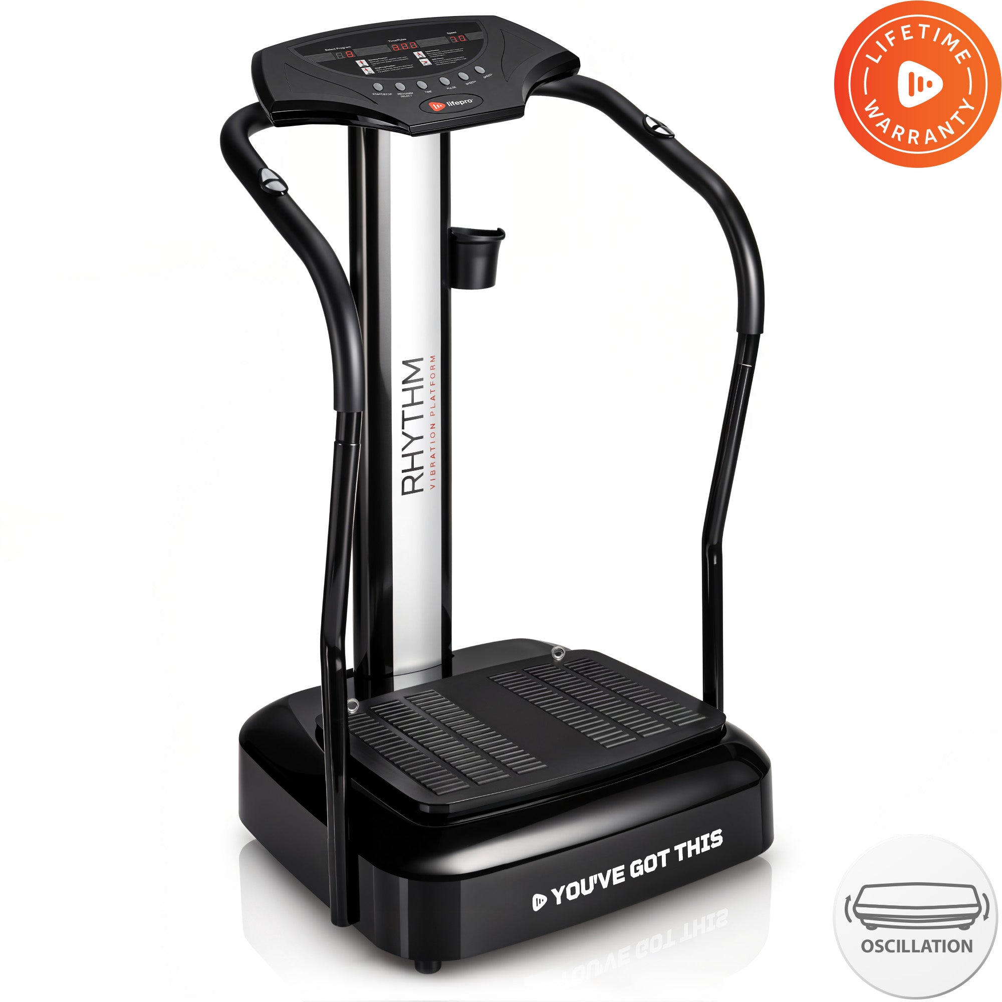 LifePro Rhythm vibration plate with tall handrail column product photo