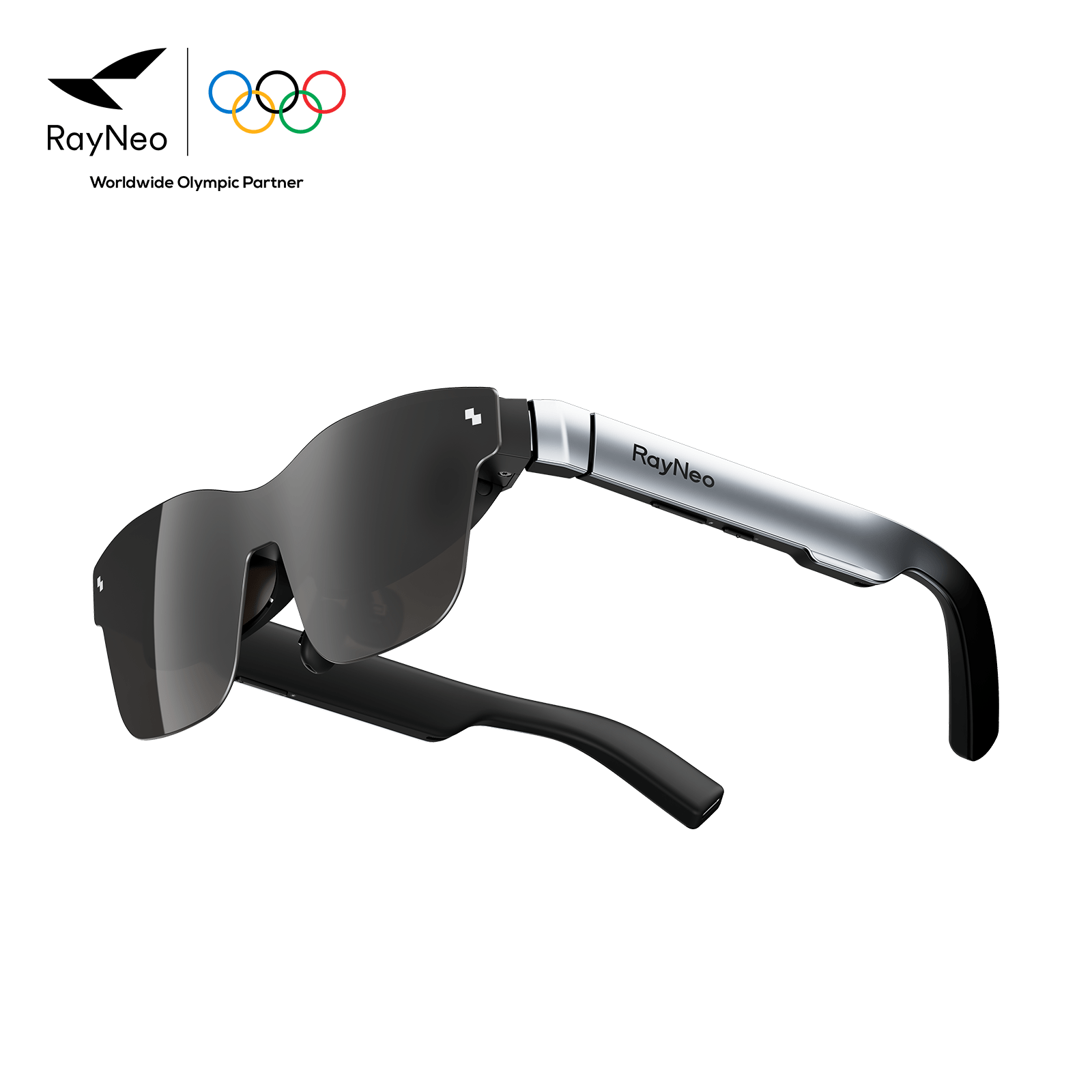 RayNeo AR glasses with silver temple product photo