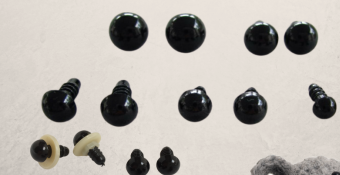 Assorted black plastic safety eyes with washers for amigurumi product photo