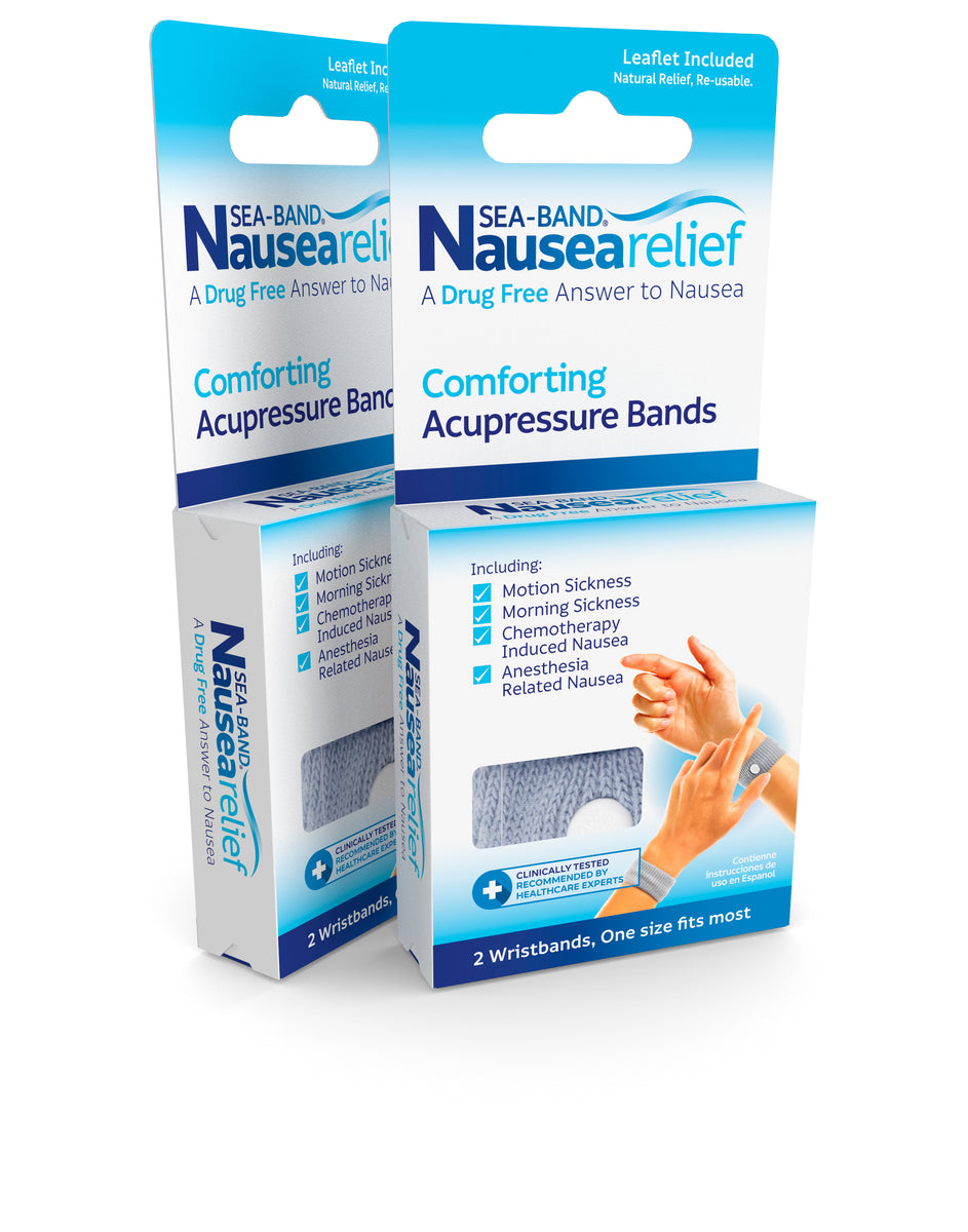Sea-Band anti-nausea acupressure wristbands packaging