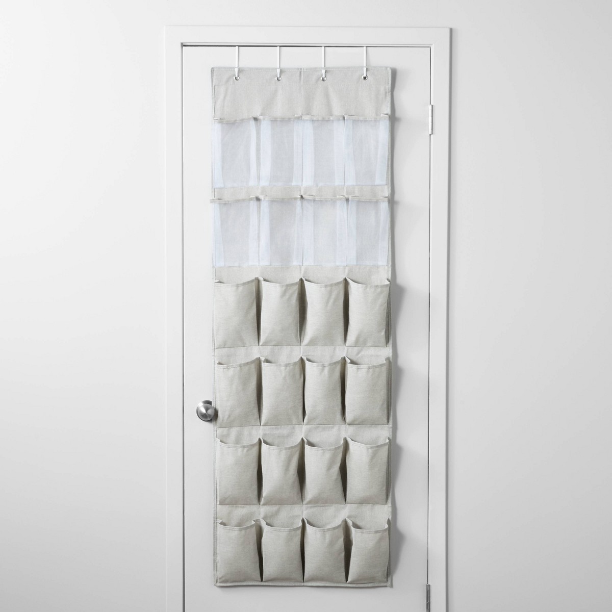 Over-the-door mesh pocket shoe organizer for cruise cabin storage