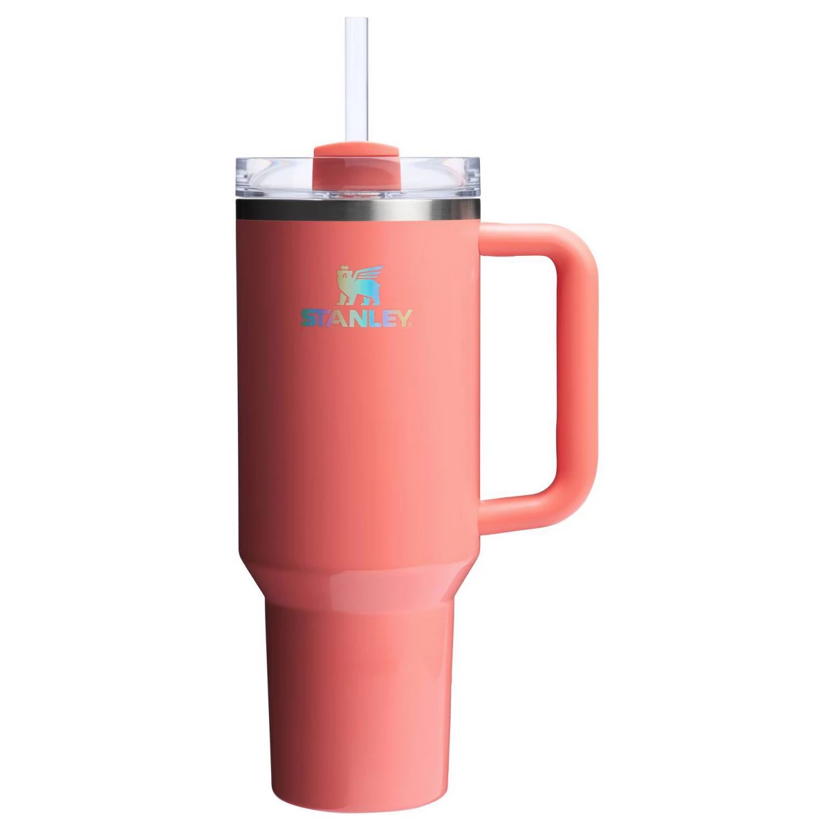 pink Stanley Quencher tumbler with straw and handle product photo