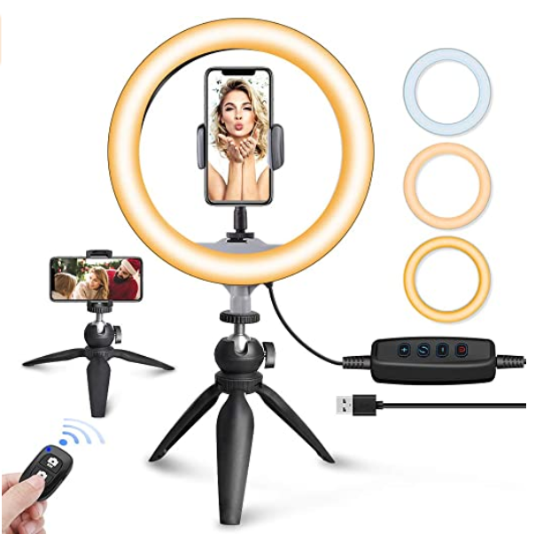 UBeesize ring light with phone holder and extendable tripod stand