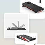 a collage of under-desk walking pad treadmills for home offices