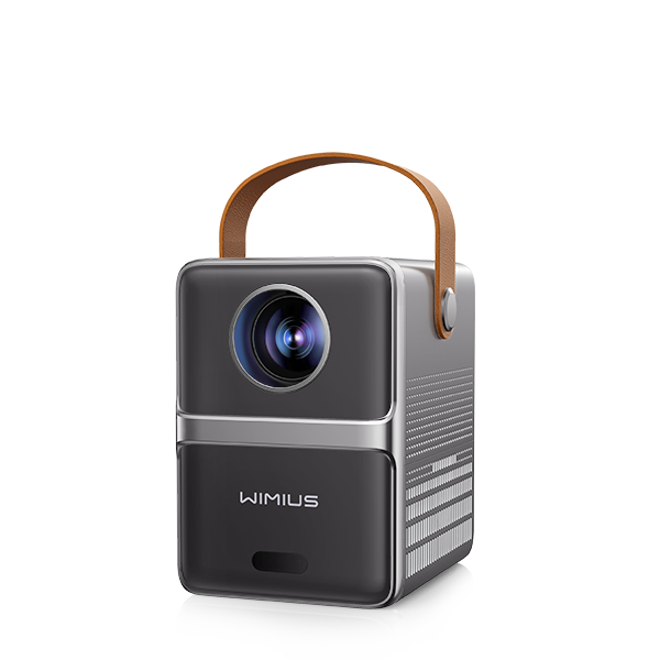 WiMiUS P61 mini projector with leather carrying handle product photo
