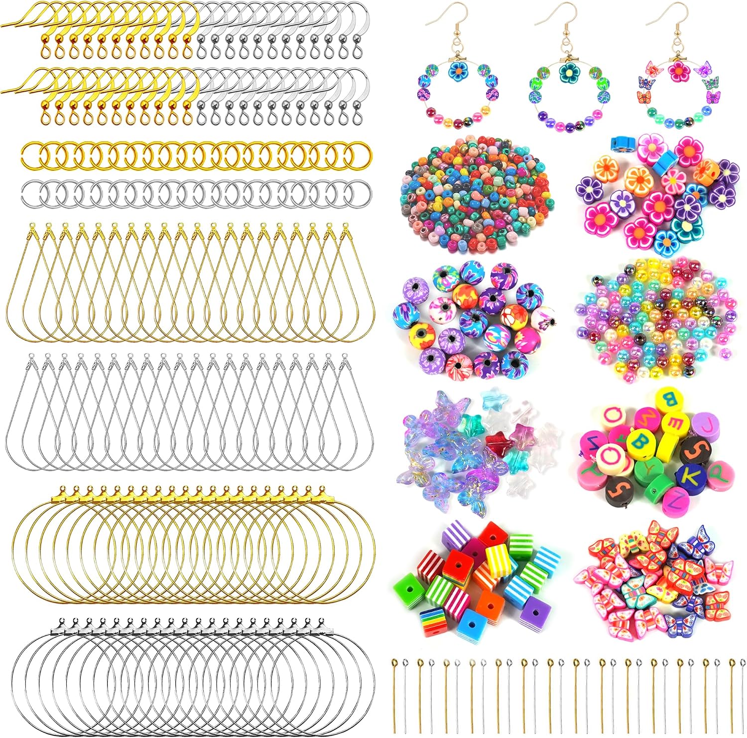 Earring making findings kit with hooks jump rings and earring backs product photo