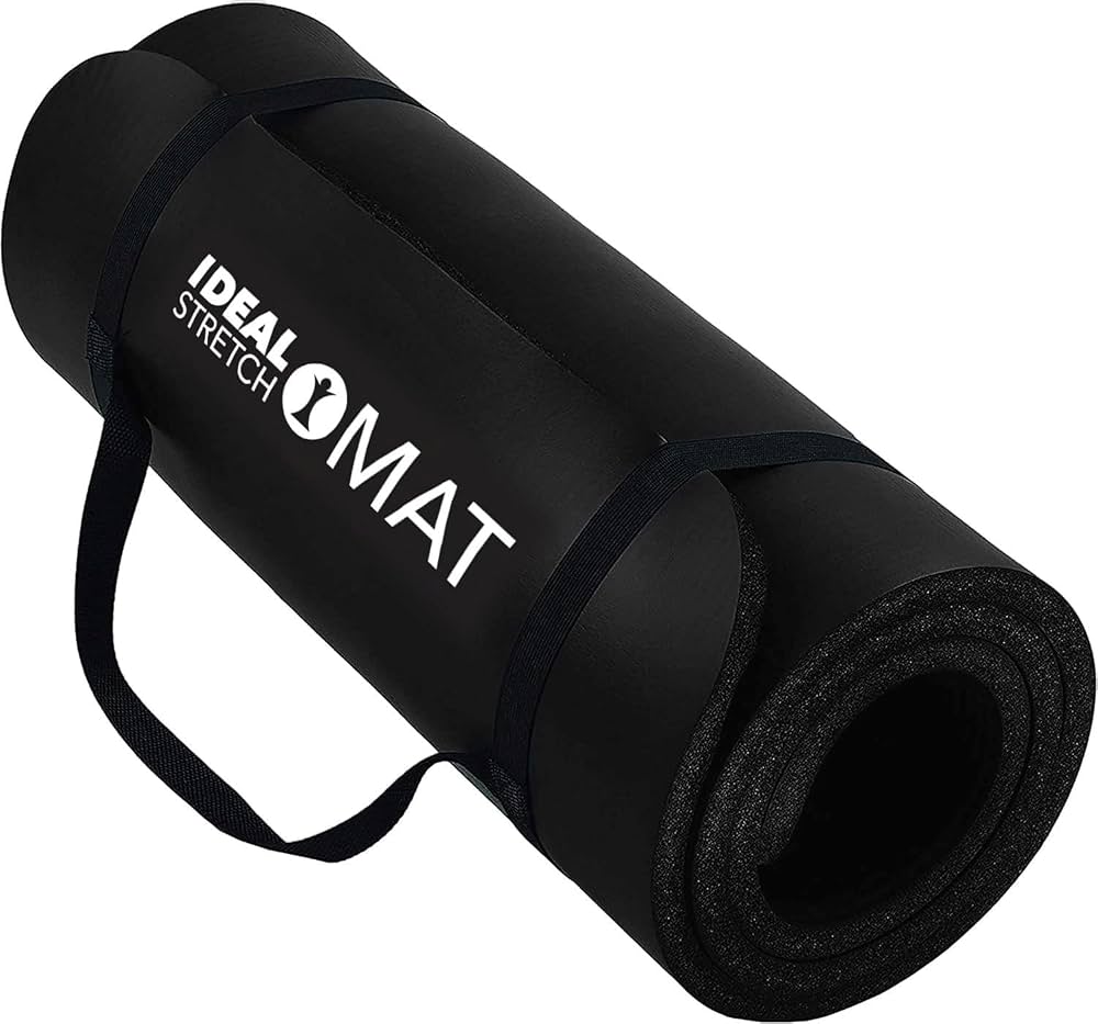 IdealStretch premium thick pilates mat rolled up with carrying strap