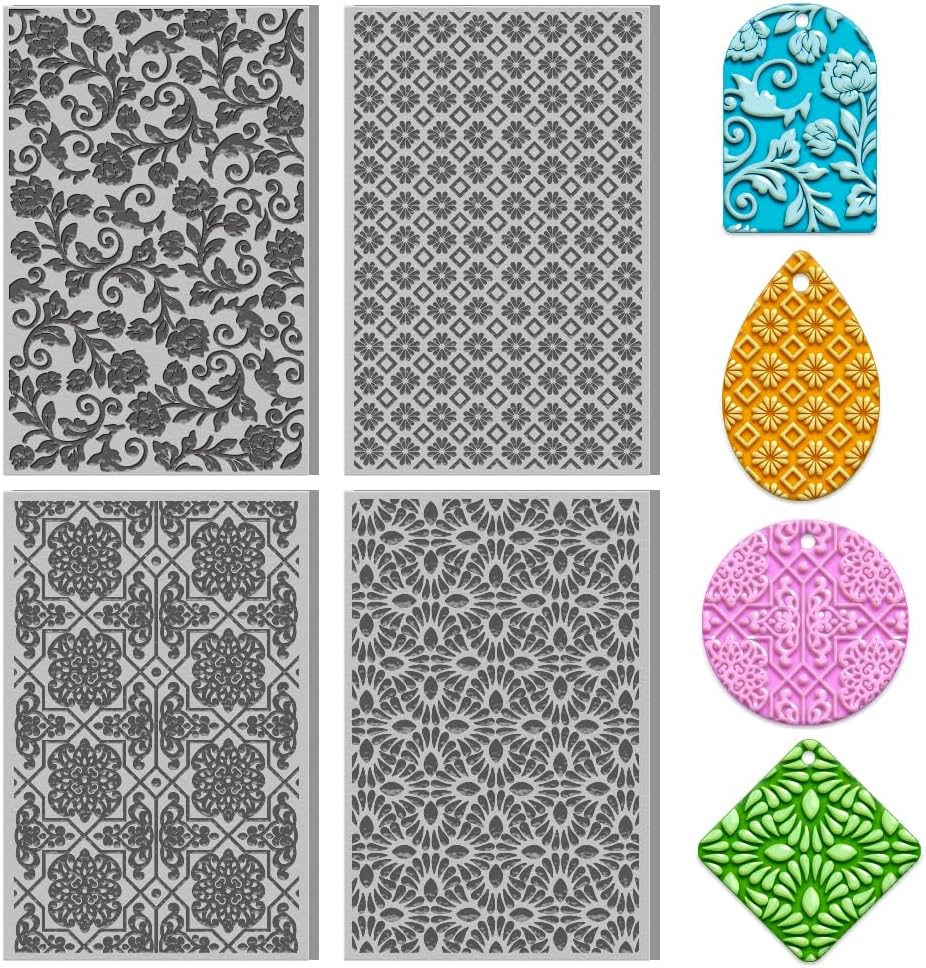 Polymer clay texture sheets set of 4 embossing mats product photo