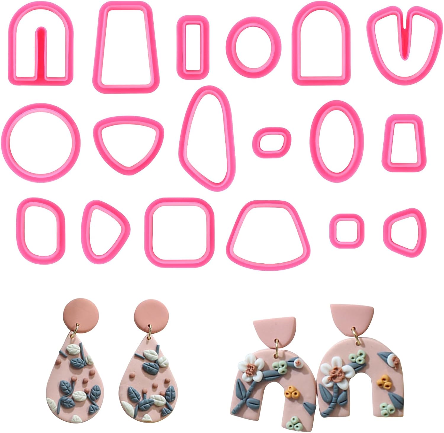 URROMA polymer clay cutters set 18 geometric shapes product photo