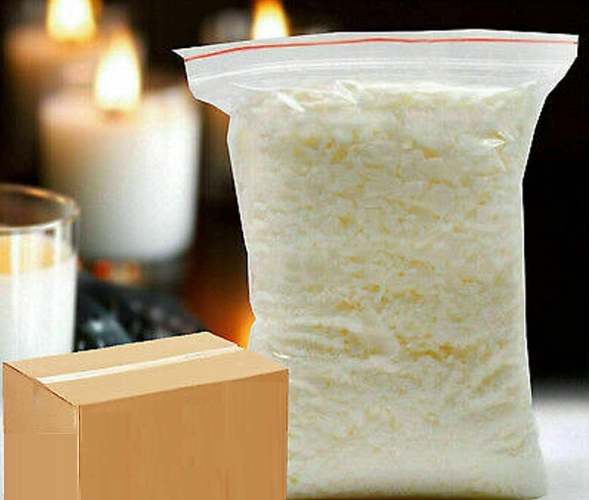 Bag of soy wax flakes for candle making