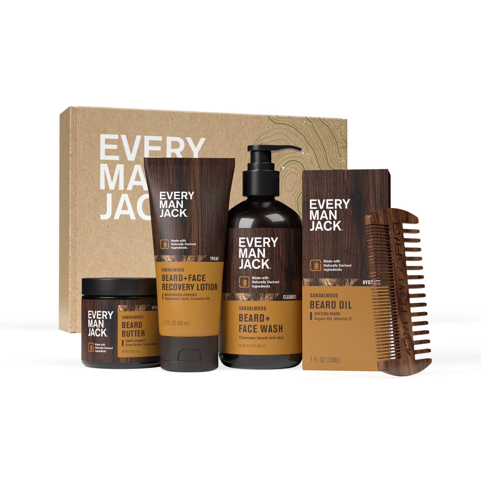 Every Man Jack Sandalwood Teak beard and face care gift set
