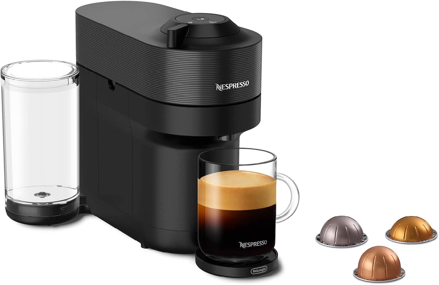 Nespresso Vertuo Pop+ coffee and espresso machine in licorice black, product photo