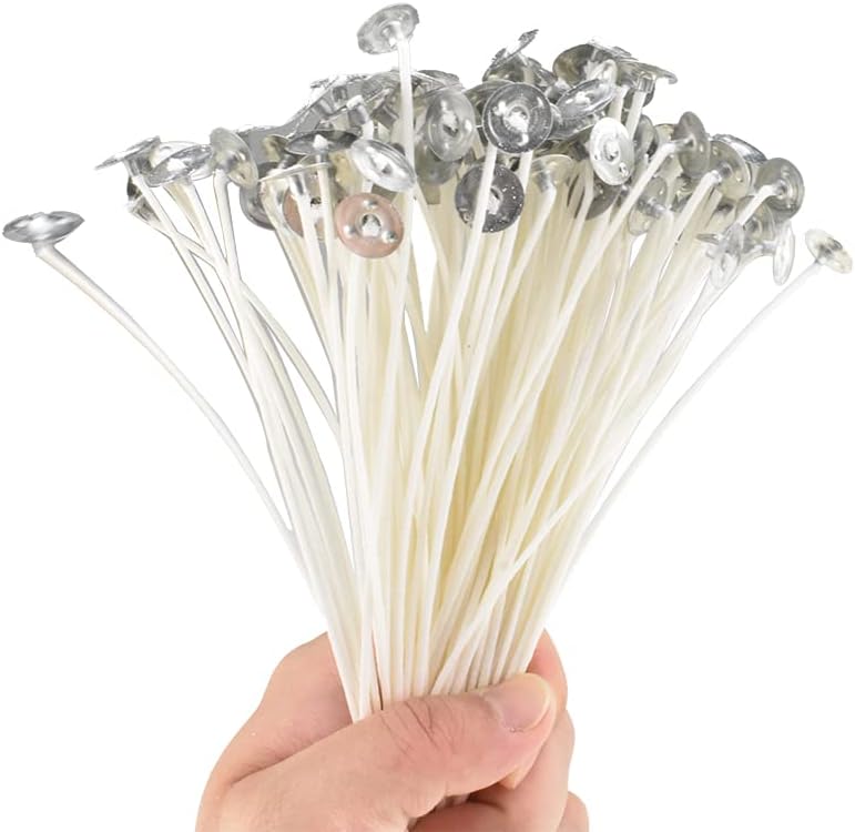Pre-waxed cotton candle wicks with metal sustainer